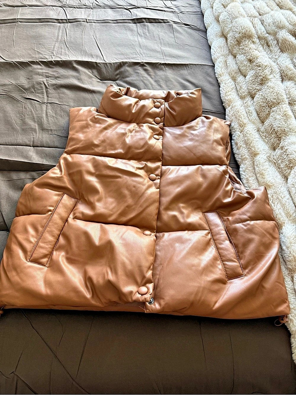 Women's Brown Quilted Puffer Vest Like New